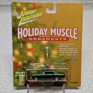 Johnny Lightning '65 Chevy Nova II Green Holiday Muscle Die-cast Car